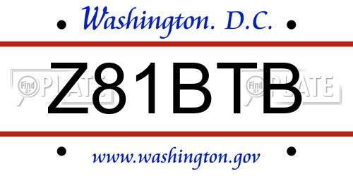 Z81BTB District Of Columbia License Plate