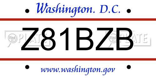 Z81BZB District Of Columbia License Plate