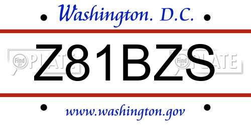 Z81BZS District Of Columbia License Plate