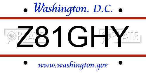 Z81GHY District Of Columbia License Plate