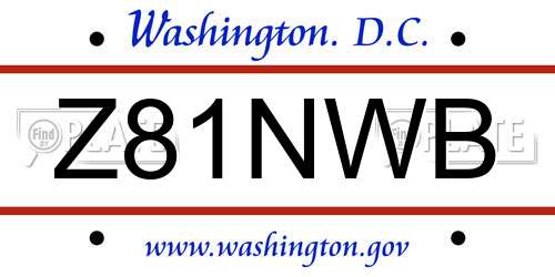 Z81NWB District Of Columbia License Plate