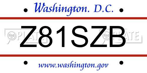 Z81SZB District Of Columbia License Plate