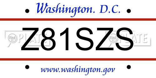 Z81SZS District Of Columbia License Plate