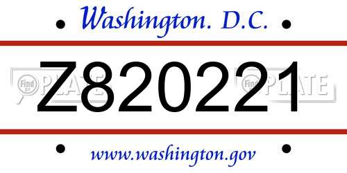 Z820221 District Of Columbia License Plate