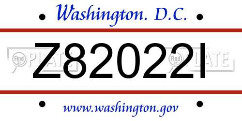 Z82022I District Of Columbia License Plate