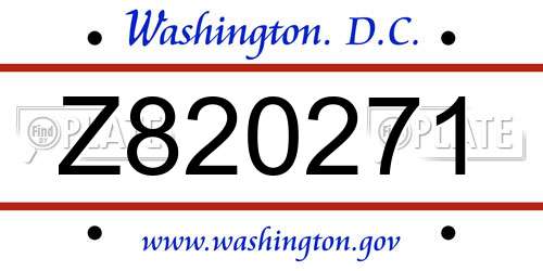 Z820271 District Of Columbia License Plate
