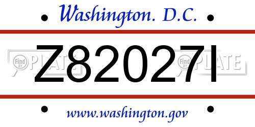 Z82027I District Of Columbia License Plate