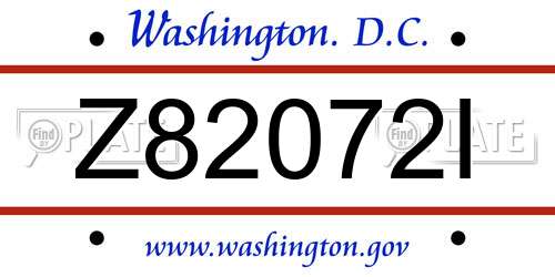 Z82072I District Of Columbia License Plate