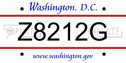 Z8212G District Of Columbia License Plate