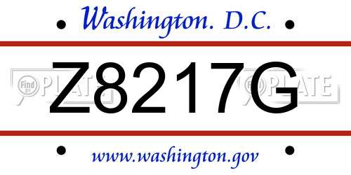 Z8217G District Of Columbia License Plate