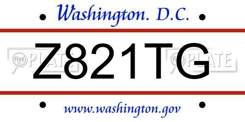 Z821TG District Of Columbia License Plate
