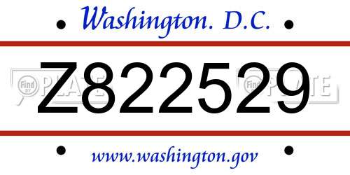 Z822529 District Of Columbia License Plate