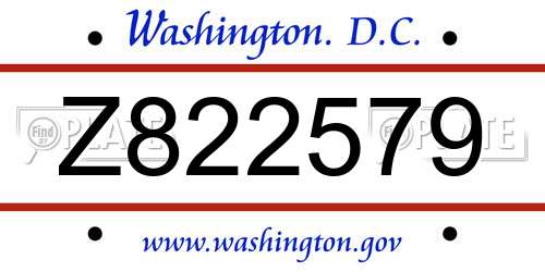 Z822579 District Of Columbia License Plate