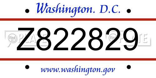 Z822829 District Of Columbia License Plate