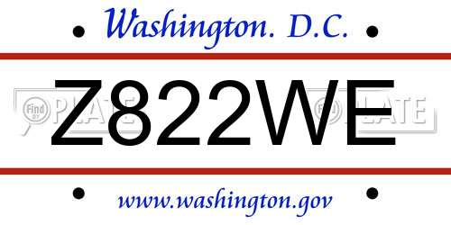Z822WE District Of Columbia License Plate