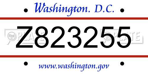 Z823255 District Of Columbia License Plate