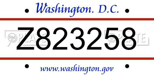 Z823258 District Of Columbia License Plate