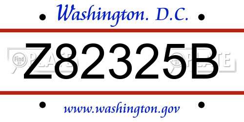 Z82325B District Of Columbia License Plate