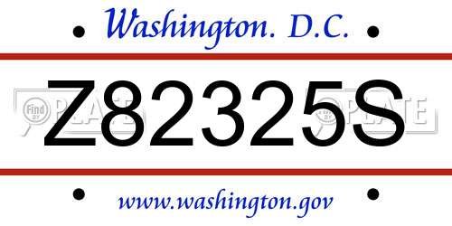 Z82325S District Of Columbia License Plate