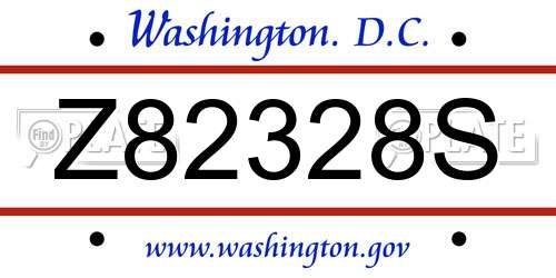 Z82328S District Of Columbia License Plate