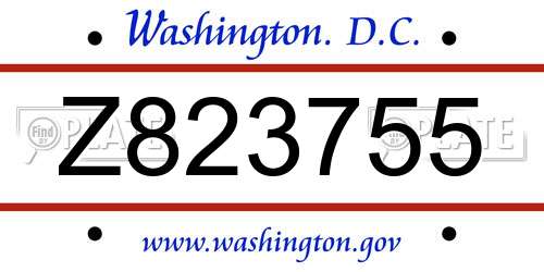 Z823755 District Of Columbia License Plate