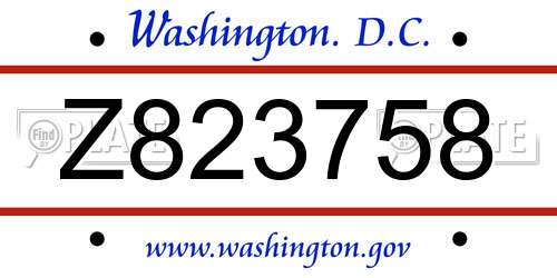 Z823758 District Of Columbia License Plate