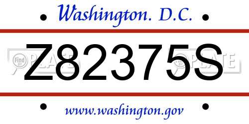 Z82375S District Of Columbia License Plate