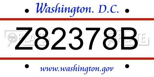 Z82378B District Of Columbia License Plate