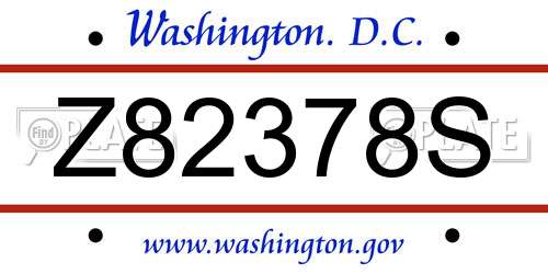 Z82378S District Of Columbia License Plate