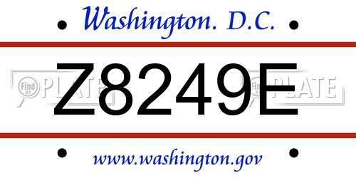 Z8249E District Of Columbia License Plate
