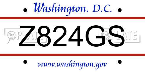 Z824GS District Of Columbia License Plate