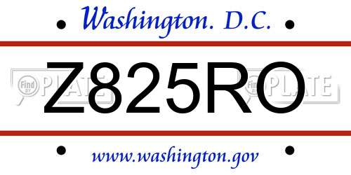 Z825RO District Of Columbia License Plate