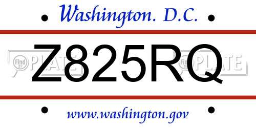 Z825RQ District Of Columbia License Plate