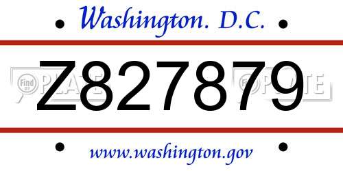 Z827879 District Of Columbia License Plate