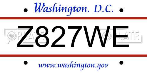 Z827WE District Of Columbia License Plate