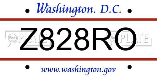 Z828RO District Of Columbia License Plate