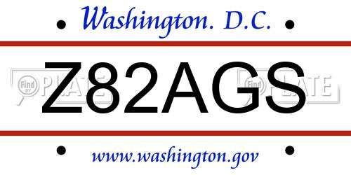 Z82AGS District Of Columbia License Plate