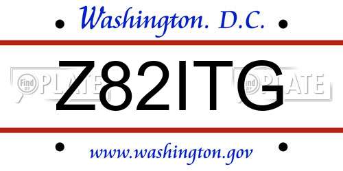 Z82ITG District Of Columbia License Plate