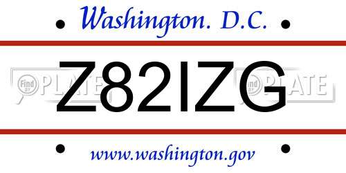 Z82IZG District Of Columbia License Plate