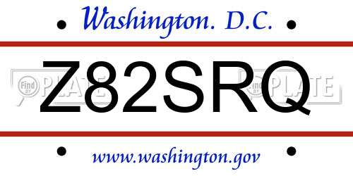 Z82SRQ District Of Columbia License Plate