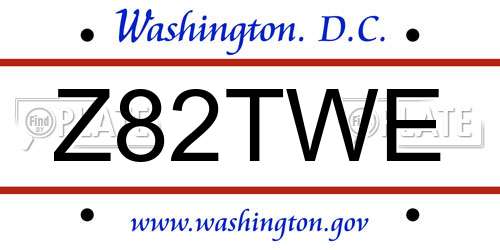 Z82TWE District Of Columbia License Plate