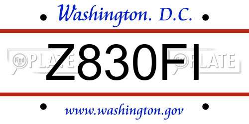 Z830FI District Of Columbia License Plate