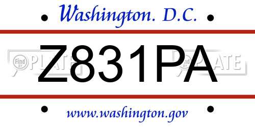 Z831PA District Of Columbia License Plate