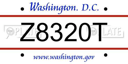 Z8320T District Of Columbia License Plate