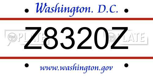 Z8320Z District Of Columbia License Plate