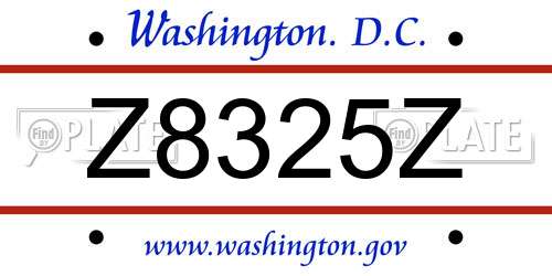 Z8325Z District Of Columbia License Plate
