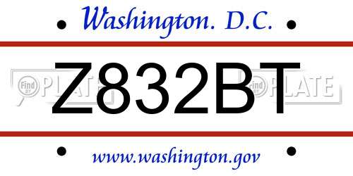 Z832BT District Of Columbia License Plate