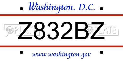 Z832BZ District Of Columbia License Plate