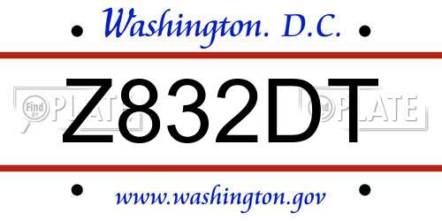 Z832DT District Of Columbia License Plate
