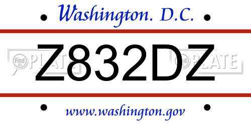 Z832DZ District Of Columbia License Plate